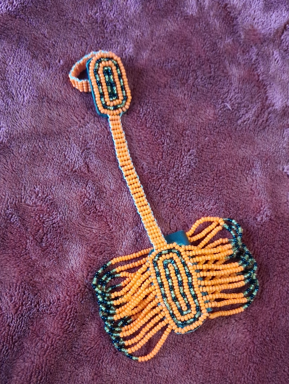 Handmade Maasai Beaded Bracelet with Ring: Kenyan Tribal Bangle-Masai jewellery